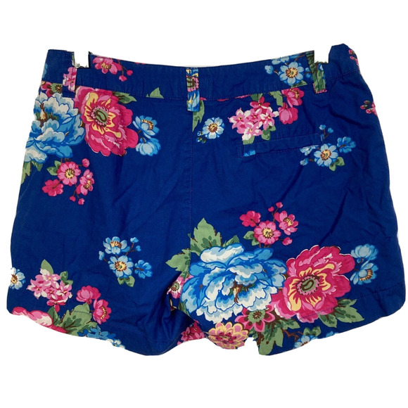 Joules Original Shorts Womens Sz 4 Blue Pink Floral Cotton Twill Chino‎ Pockets - Picture 3 of 11
